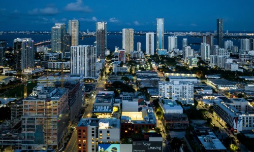 Love where you live a downtown landscape at dusk