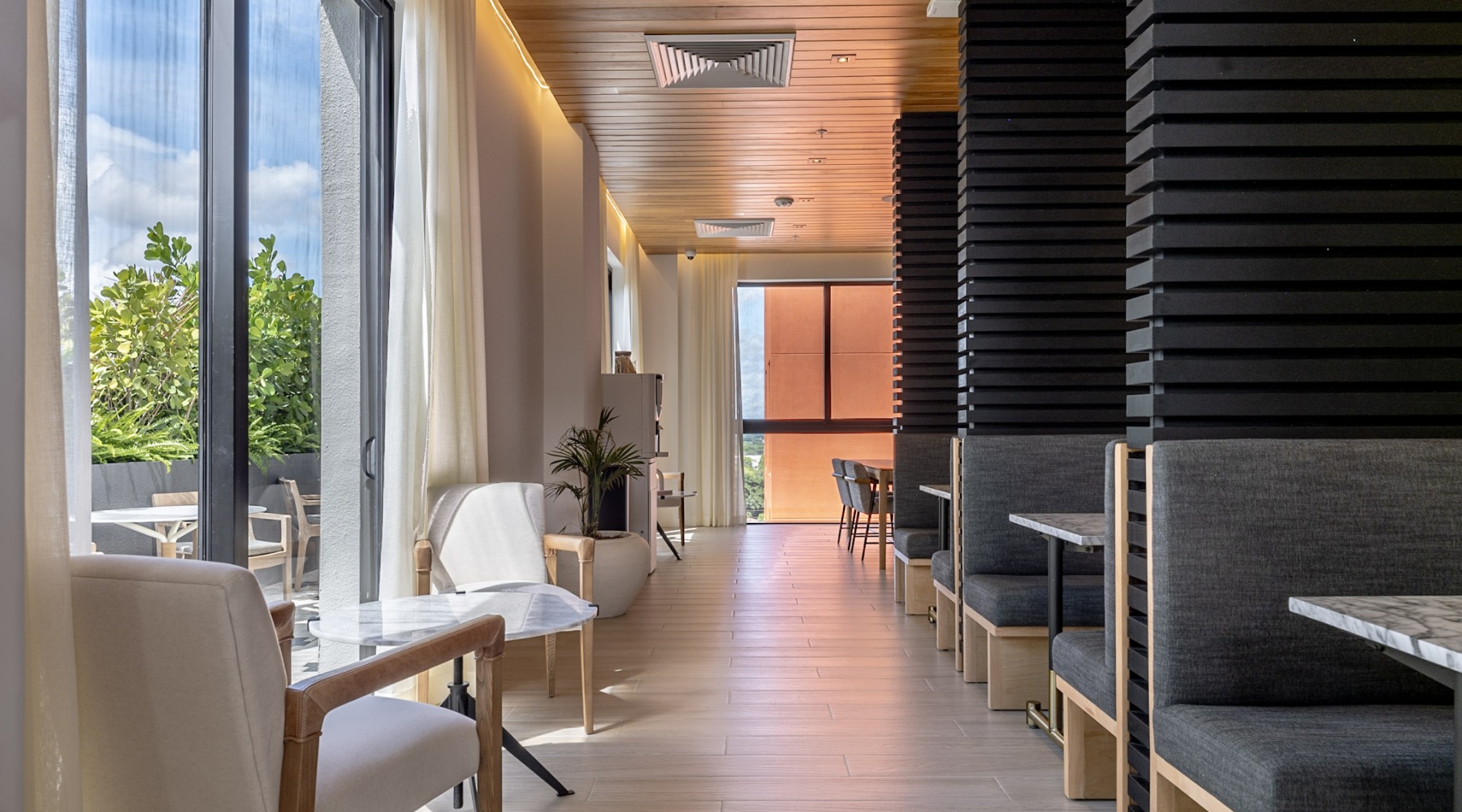 lounge area with modern decor and ample seating